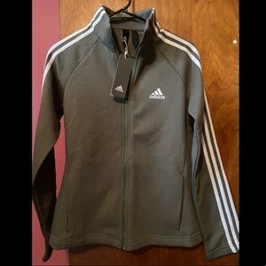 Adidas womens fleece warmup workout track jacket size small brand new